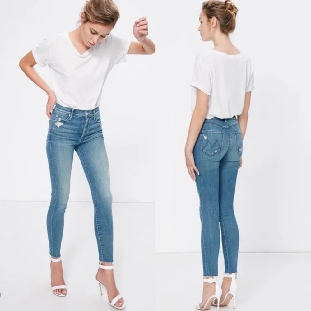 Mother Jeans The Stunner Ankle Fray Graffiti Girl Wash Size 26